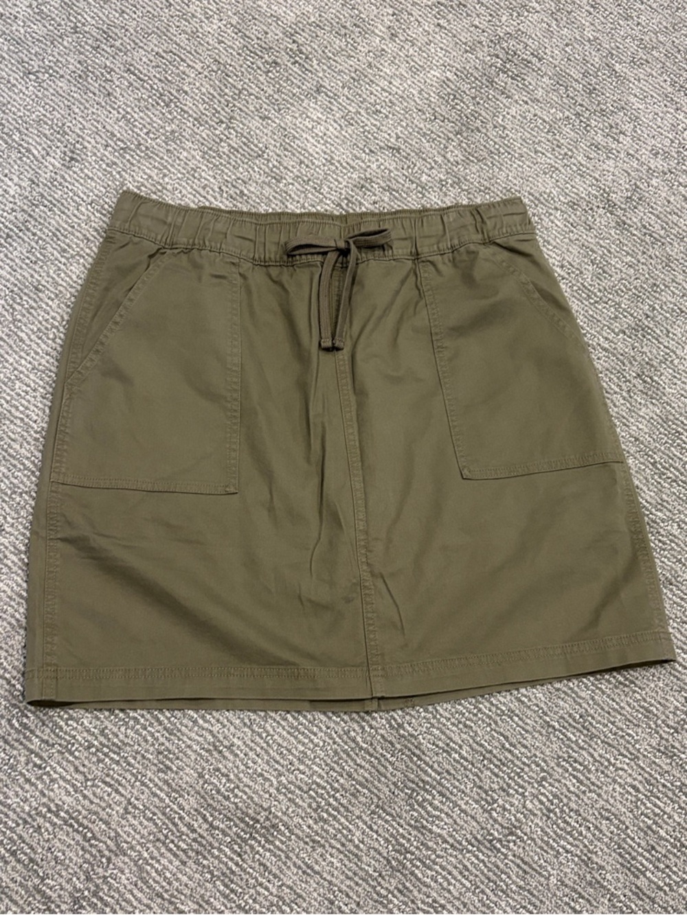 Duluth Trading Co Olive Utility Drawstring Mini Skirt